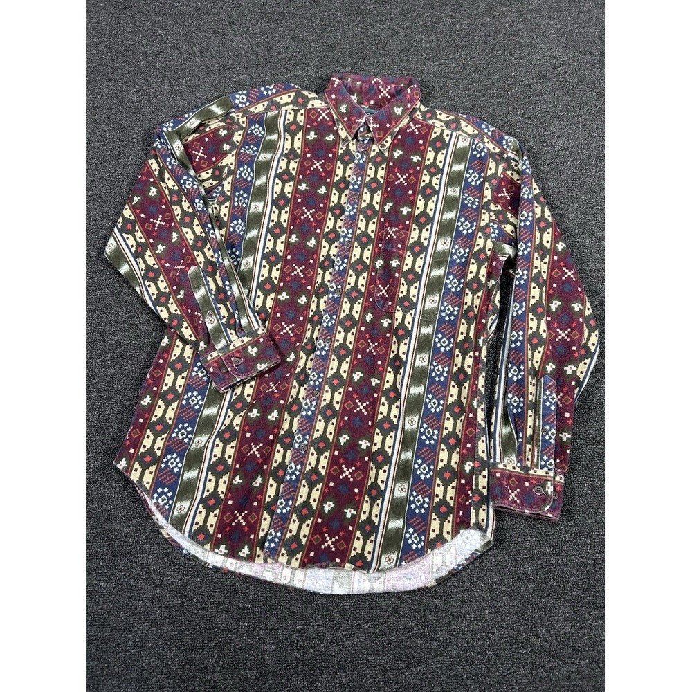 Vintage Woolrich Chamois Flannel Shirt Men's Medium Aztec Southwestern USA Made